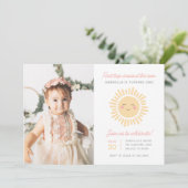 Eerste reis rond de foto van de Zon 1st Birthday P Kaart (Staand voorkant)