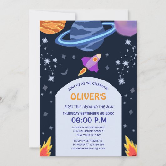 Eerste reis rond de geboortedag van het Sun Galaxy Kaart (Voorkant)