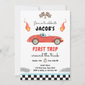 Eerste reis rond de Rood Race Carthday Kaart (Voorkant)