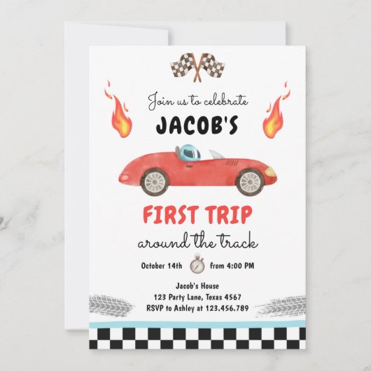 Eerste reis rond de Rood Race Carthday Kaart (Voorkant)