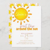 eerste reis rond de sun Birthday Invitation Kaart (Voorkant / Achterkant)