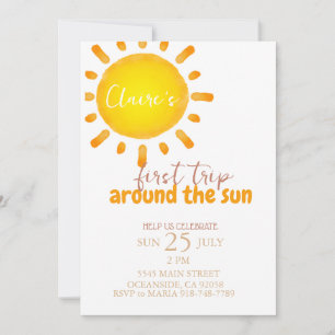 eerste reis rond de sun Birthday Invitation Kaart