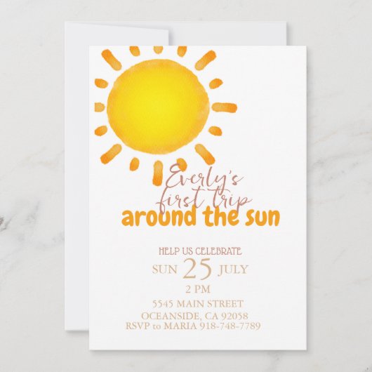 eerste reis rond de sun Birthday Invitation Kaart (Voorkant)
