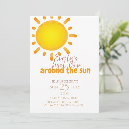 eerste reis rond de sun Birthday Invitation Kaart (Staand voorkant)