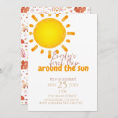 eerste reis rond de sun Birthday Invitation Kaart (Voorkant / Achterkant)