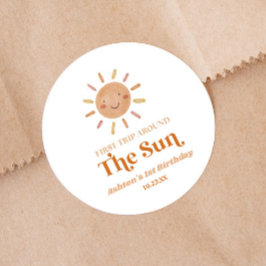 Eerste reis rond de Sun Boho 1e verjaardag Ronde Sticker