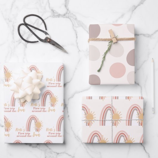 Eerste reis rond de Sun Boho naam Inpakpapier Vel (Voorkant)