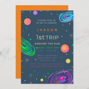 Eerste reis rond de Sun Boy Birthday Party Kaart