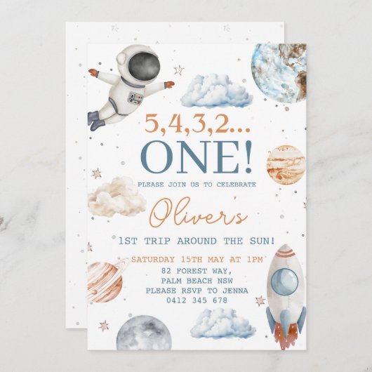 Eerste reis rond de Sun Boy Space 1e verjaardag Kaart (Voorkant / Achterkant)