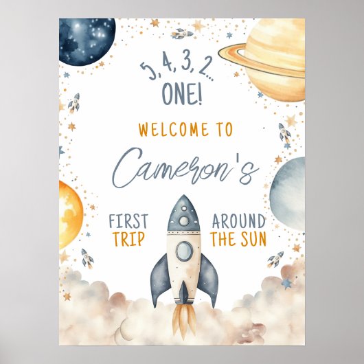 Eerste reis rond de Sun Boy Verjaardag Welkom Poster (Voorkant)