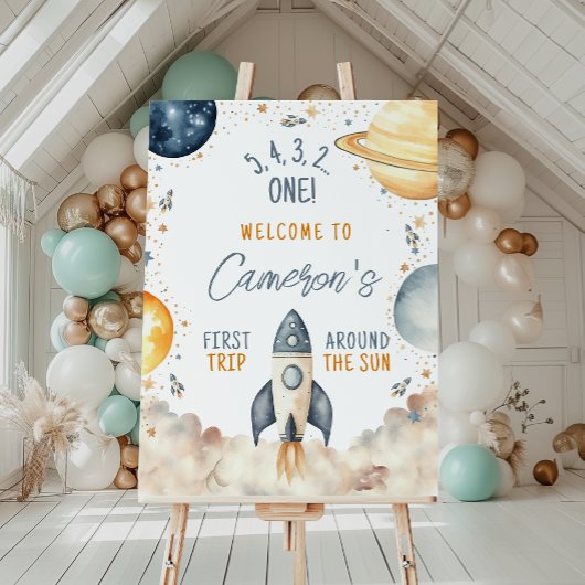 Eerste reis rond de Sun Boy Verjaardag Welkom Poster