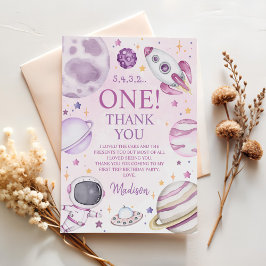 Eerste reis rond de Sun Girl Space 1e verjaardag Bedankkaart