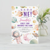 Eerste reis rond de Sun Girl Space 1e verjaardag Kaart (Staand voorkant)