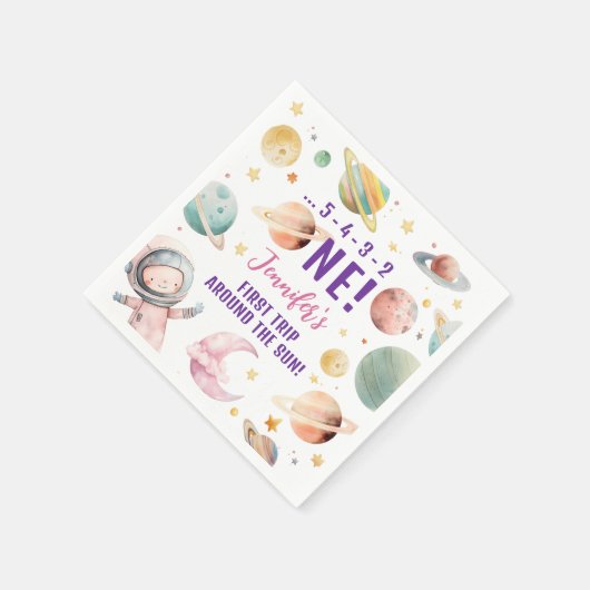 Eerste reis rond de Sun Girl Space 1e verjaardag Servet (Hoek)