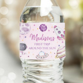 Eerste reis rond de Sun Girl Space 1e verjaardag Waterfles Etiket