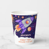 Eerste reis rond de Sun Rocket Astronaut Space Papieren Bekers (Voorkant)