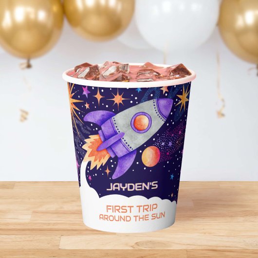 Eerste reis rond de Sun Rocket Astronaut Space Papieren Bekers