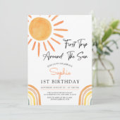 Eerste reis rond de uitnodiging van Sun Boho Birth (Staand voorkant)