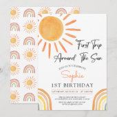 Eerste reis rond de uitnodiging van Sun Boho Birth (Voorkant / Achterkant)