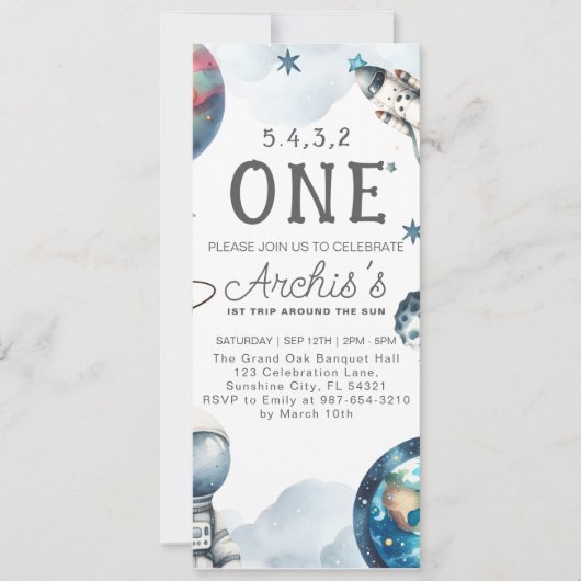 Eerste reis rond de verjaardag van de astronaut kaart (Voorkant)