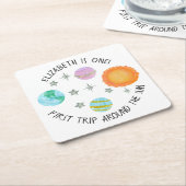 Eerste reis rond de verjaardag van het zonnetje kartonnen onderzetters (Schuin)