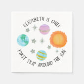 Eerste reis rond de verjaardag van het zonnetje servet (Voorkant)