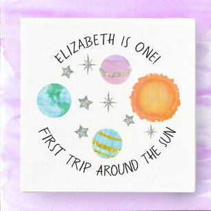 Eerste reis rond de verjaardag van het zonnetje servet