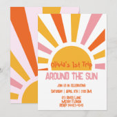 Eerste reis rond de verjaardagsuitnodiging voor de kaart (Voorkant / Achterkant)