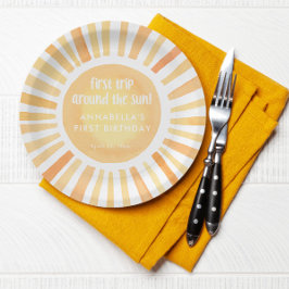 Eerste reis rond de zon 1e eerste verjaardagsfeest papieren bordje