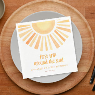 Eerste reis rond de zon 1e eerste verjaardagsfeest servet