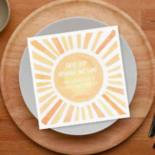 Eerste reis rond de zon 1e eerste verjaardagsfeest servet