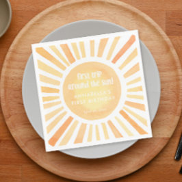 Eerste reis rond de zon 1e eerste verjaardagsfeest servet