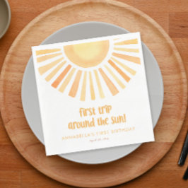 Eerste reis rond de zon 1e eerste verjaardagsfeest servet