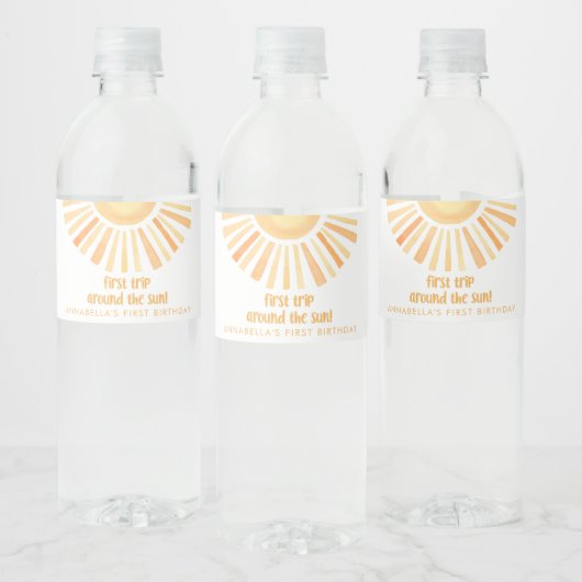 Eerste reis rond de zon 1e eerste verjaardagsfeest waterfles etiket (Flessen)