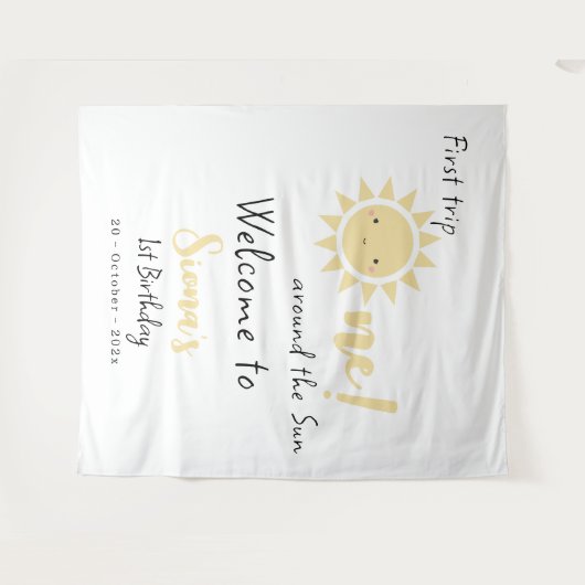 Eerste reis rond de zon 1e verjaardag achtergrond wandkleed (Voorkant (horizontaal))