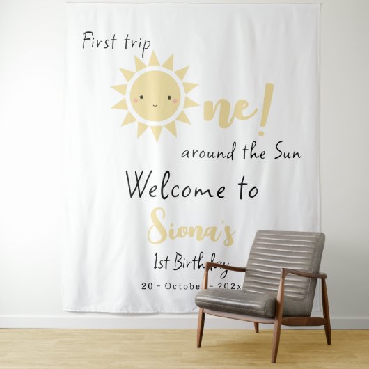 Eerste reis rond de zon 1e verjaardag achtergrond wandkleed (In situ)