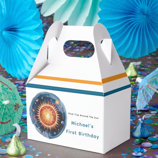 Eerste reis rond de Zon 1e verjaardag Bedankdoosjes (Feest)