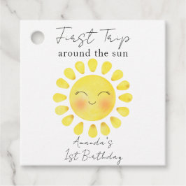 Eerste reis rond de zon 1e verjaardag  bedankjes labels