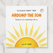 Eerste reis rond de zon 1e verjaardag bedankjes labels (Achterkant)