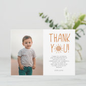 Eerste reis rond de Zon 1e verjaardag Bedankkaart (Staand voorkant)