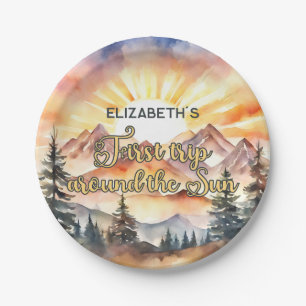 Eerste reis rond de zon 1e verjaardag Boho Natuur Papieren Bordje