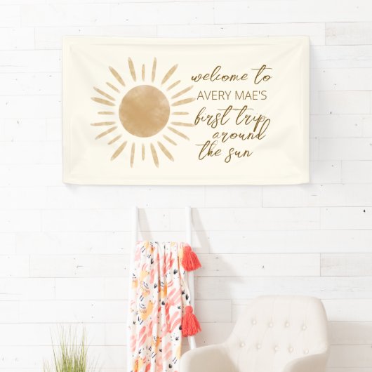 Eerste reis rond de zon 1e verjaardag Boho Spandoek (Insitu)