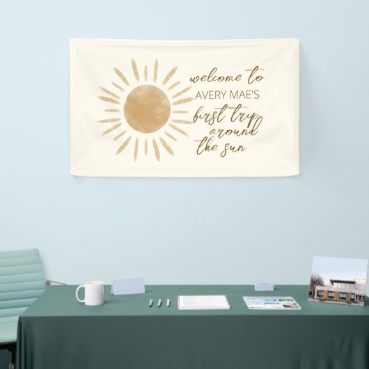 Eerste reis rond de zon 1e verjaardag Boho Spandoek (Beurs)