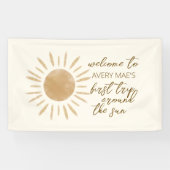 Eerste reis rond de zon 1e verjaardag Boho Spandoek (Horizontaal)