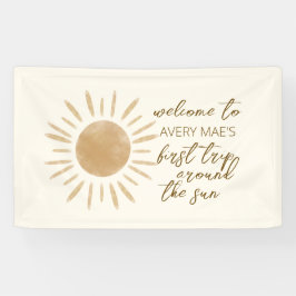Eerste reis rond de zon 1e verjaardag Boho Spandoek