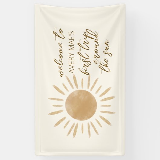 Eerste reis rond de zon 1e verjaardag Boho Spandoek (Verticaal)