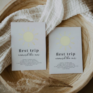 Eerste reis rond de zon 1e verjaardag goud folie uitnodiging