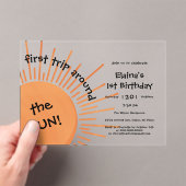 Eerste reis rond de zon 1e verjaardag horizontaal acryl uitnodigingen (Insitu (Draagbaar))