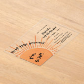 Eerste reis rond de zon 1e verjaardag horizontaal acryl uitnodigingen (Laagn)