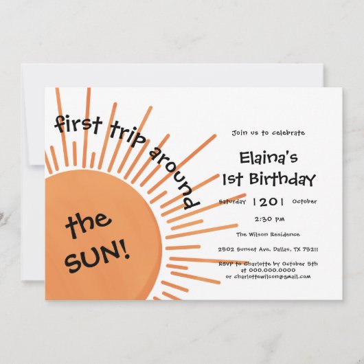 Eerste reis rond de zon 1e verjaardag horizontaal kaart (Voorkant)